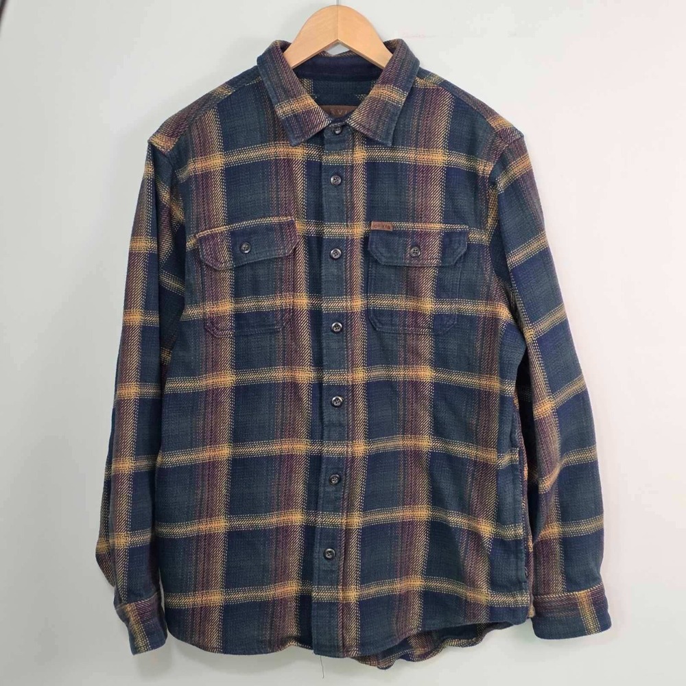 Orvis Classic Flannel Shirt Men's L Multicolor Plaid Cotton Heavy Cotton Pockets